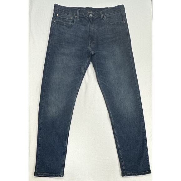Levis 502 Jeans Mens 38x36(35) Blue Tapered Fit Stretch Denim Medium Wash - Picture 1 of 9